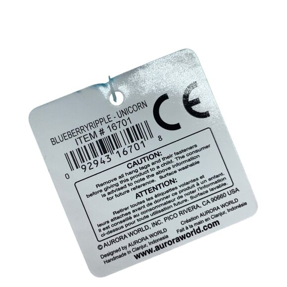 Aurora Bright Fancies Blueberry Ripple Unicorn Plush Toy 8" Long Multicolor NEW - Picture 3 of 7